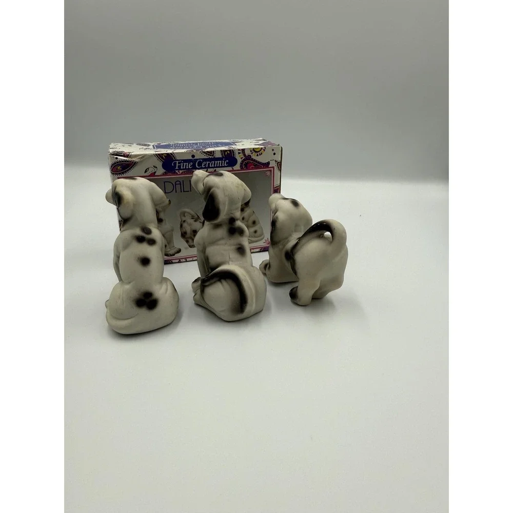 Ceramic Dalmatian‎ Figurines Set of 3 Dogs Vintage Style w Box